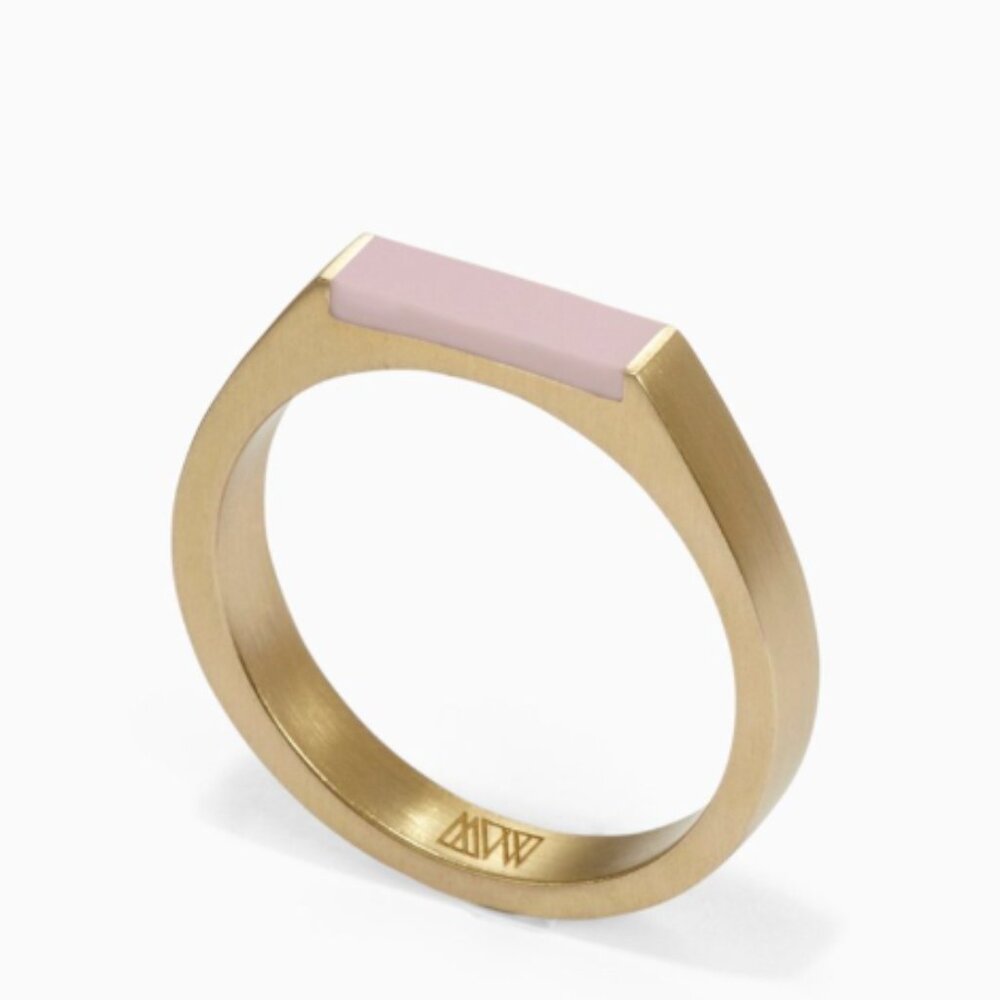 Ming Yu Wang Theorem Brass Ring Band with Pink Resin Size 5